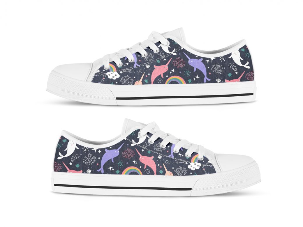 Space Narwhal Shoes | Custom Low Tops Sneakers For Kids & Adults