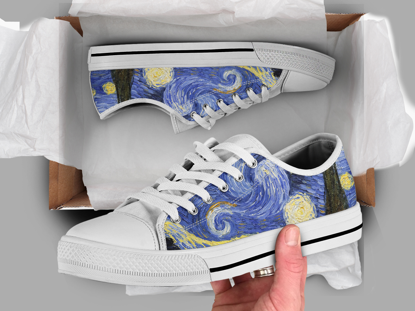 Starry Night Shoes | Custom Low Tops Sneakers For Kids & Adults