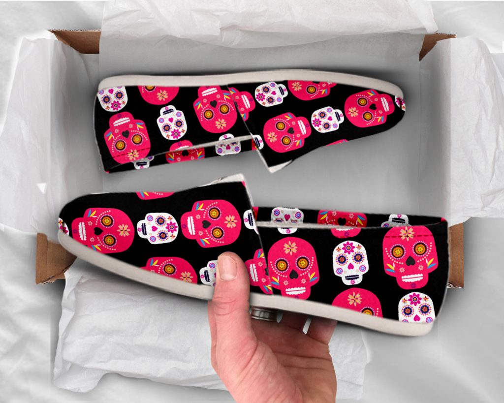 Yellow Sugar Skull Canvas Shoes