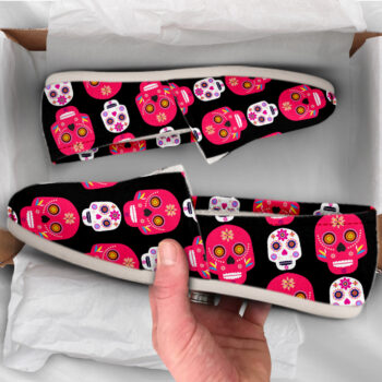 Sugar Skull Slip-On Shoes | Custom Canvas Sneakers For Kids & Adults
