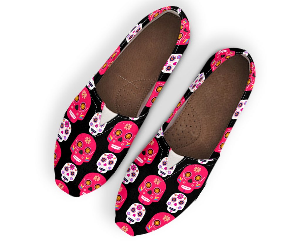 Sugar Skull Slip-On Shoes | Custom Canvas Sneakers For Kids & Adults