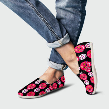 Sugar Skull Slip-On Shoes | Custom Canvas Sneakers For Kids & Adults