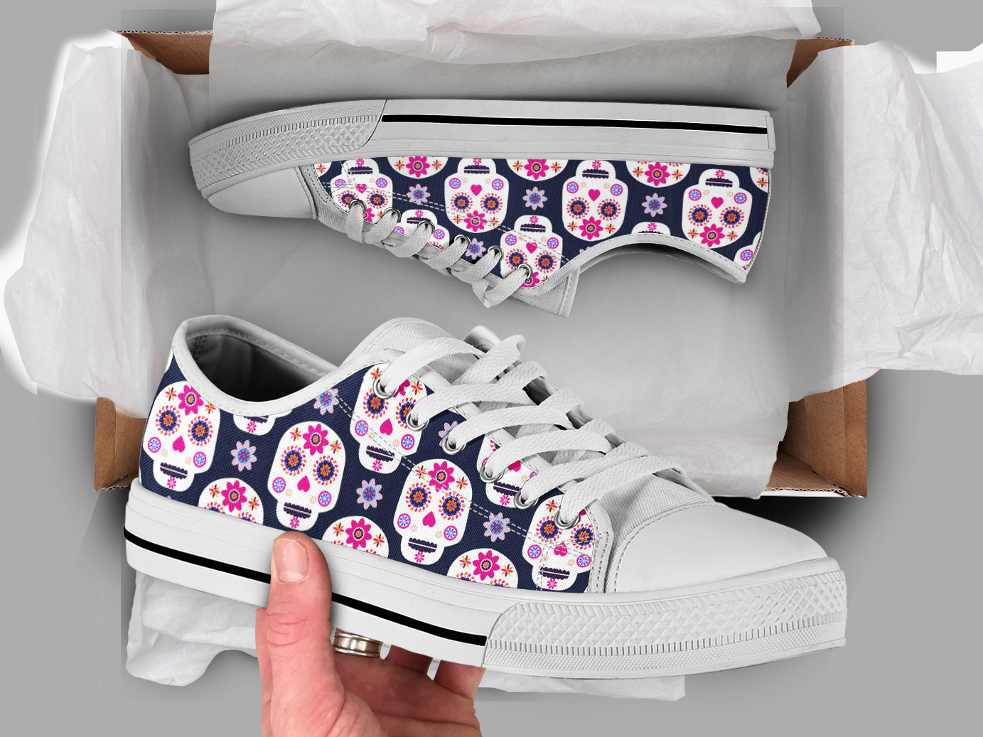 Sugarskull Shoes | Custom Low Tops Sneakers For Kids & Adults