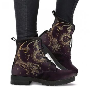 Purple Moon Boots | Vegan Leather Lace Up Printed Boots For Women