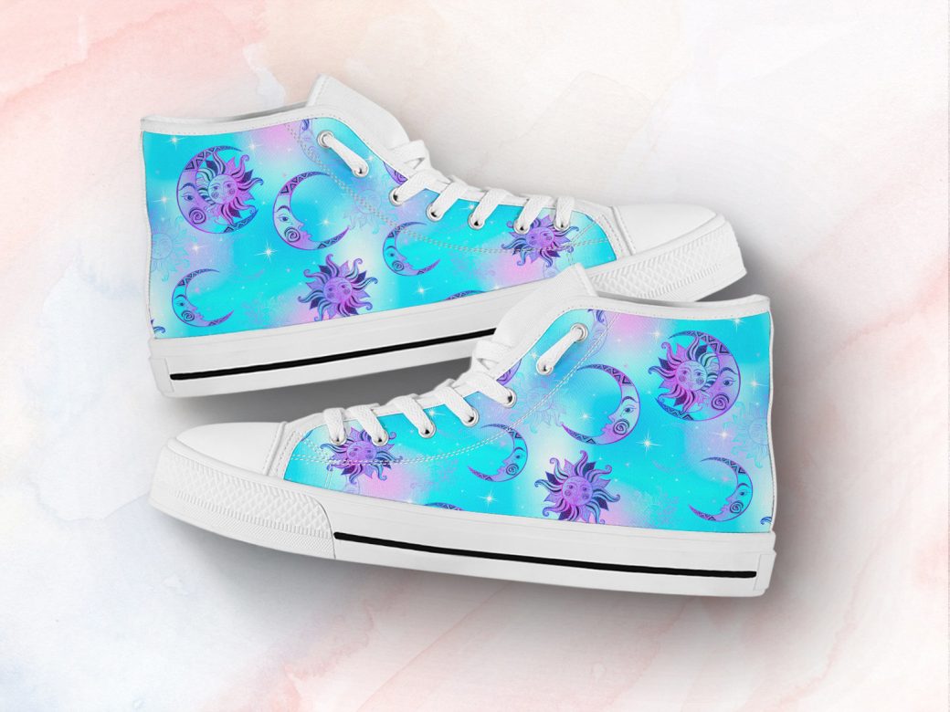 Colorful Sun & Moon Shoes | Custom High Top Sneakers For Kids & Adults