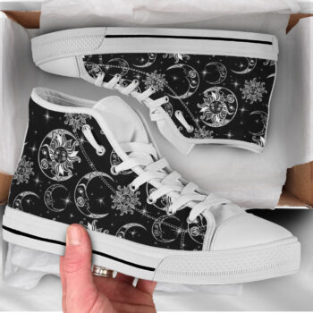Black Sun & Moon Shoes | Custom High Top Sneakers For Kids & Adults