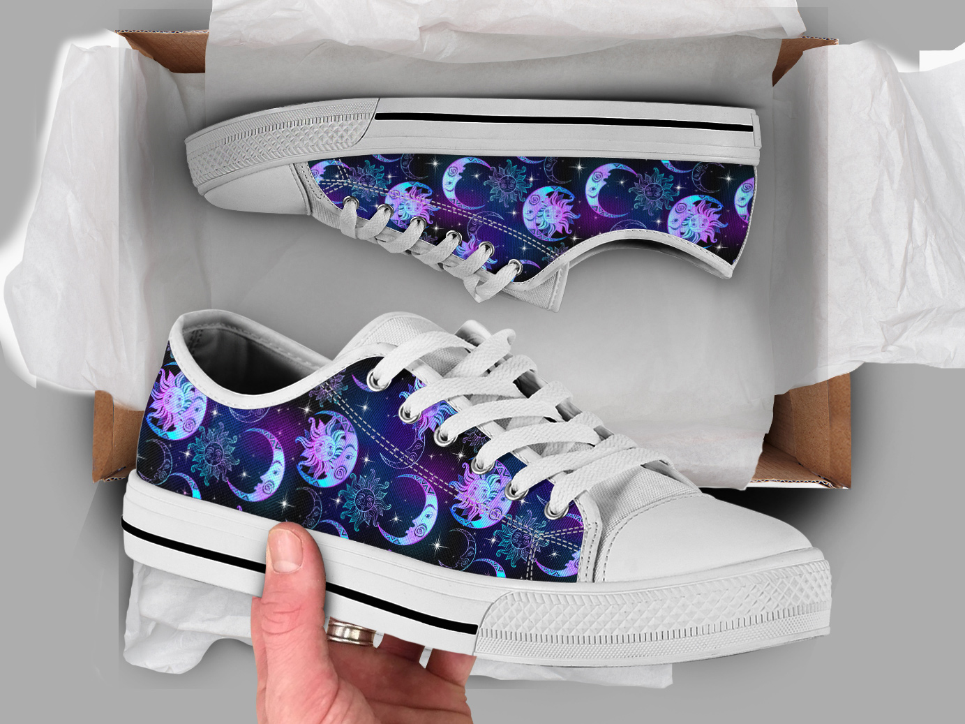 Moon Galaxy Shoes | Custom Low Tops Sneakers For Kids & Adults