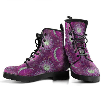 Sun Moon Purple Womens Leather Boots