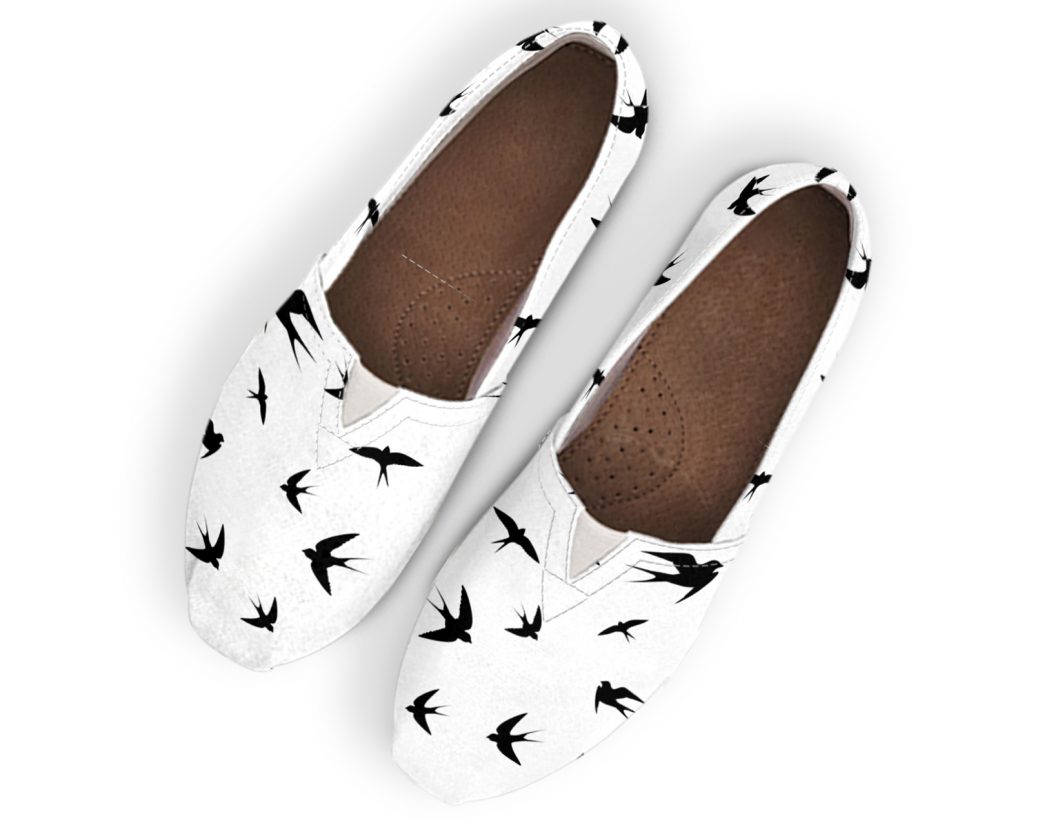 Womens Swallow Print Shoes | Custom Canvas Sneakers For Kids & Adults