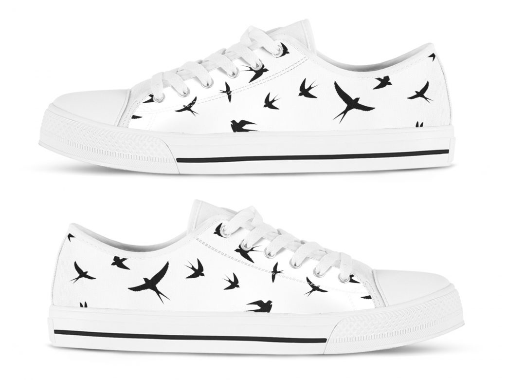 Swallow Print Shoes | Custom Low Tops Sneakers For Kids & Adults