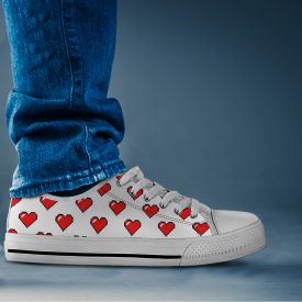 8 Bit Heart Shoes | Custom Low Tops Sneakers For Kids & Adults