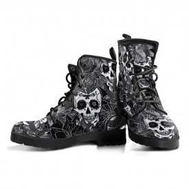 Black & White Skull Boots