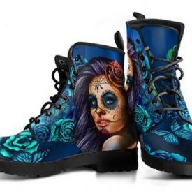 Blue Calavera Boots