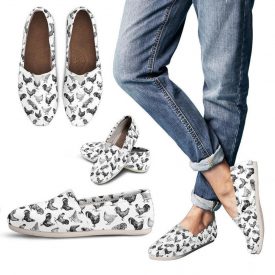 Black & White Chicken Shoes | Custom Canvas Sneakers For Kids & Adults