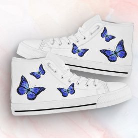 Blue Butterfly Shoes | Custom High Top Sneakers For Kids & Adults