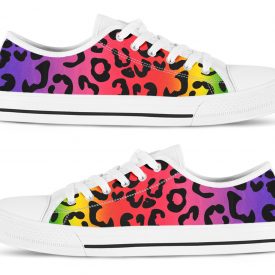 Rainbow Leopard Shoes | Custom Low Top Sneakers For Kids & Adults