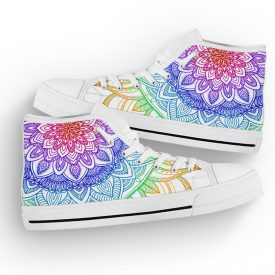 Rainbow Mandala Shoes | Custom High Top Sneakers For Kids & Adults