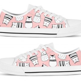 Pink Cat Shoes | Custom Low Top Sneakers For Kids & Adults