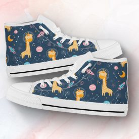 Astranaut Giraffe Shoes | Custom High Top Sneakers For Kids & Adults