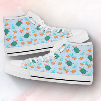 Blue Green Turtle Shoes | Custom High Top Sneakers For Kids & Adults