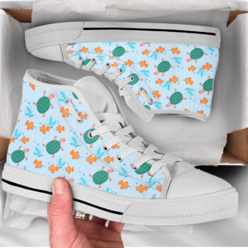 Blue Green Turtle Shoes | Custom High Top Sneakers For Kids & Adults