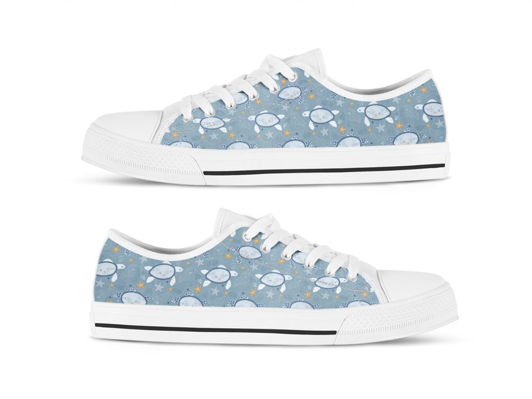 Turtle Print Shoes | Custom Low Tops Sneakers For Kids & Adults