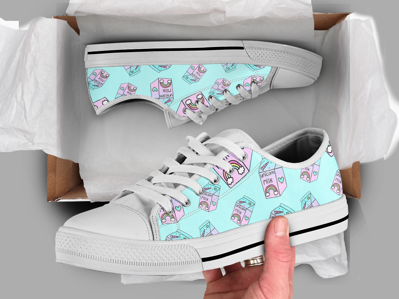 Unicorn Milk Shoes | Custom Low Tops Sneakers For Kids & Adults