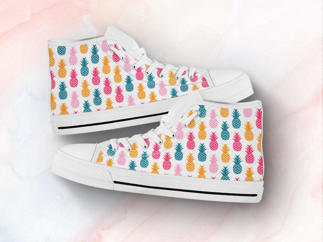 Vibrant Pineapple Shoes | Custom High Top Sneakers For Kids & Adults