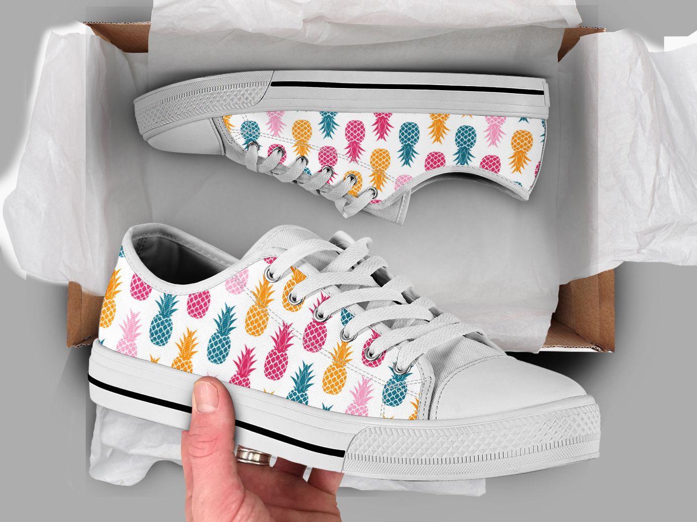 Cool Pinapple Shoes | Custom Low Tops Sneakers For Kids & Adults