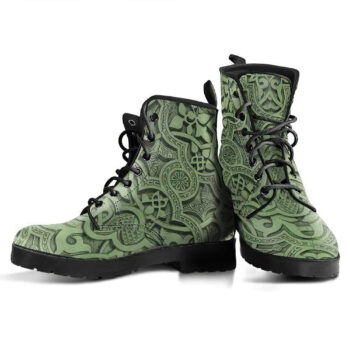 Vintage Mandala Ceilings In Sage Leather Boots For Women