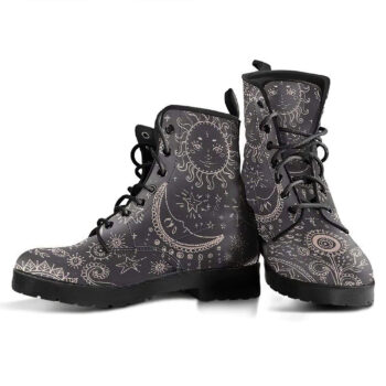 Vintage Sun And Moon Womens Leather Boots