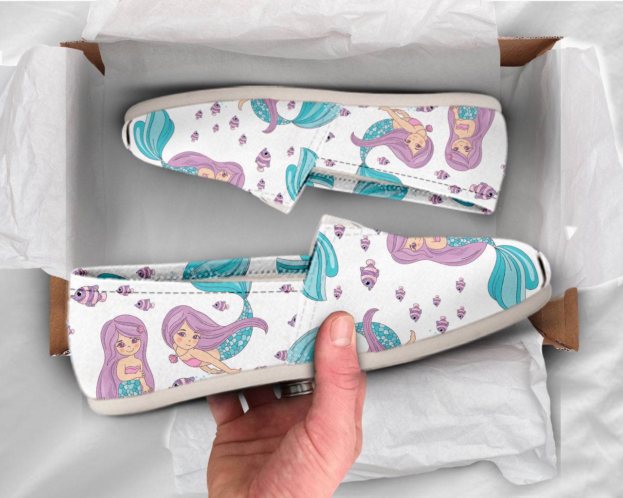 Cute Mermaid Shoes | Custom Canvas Sneakers For Kids & Adults