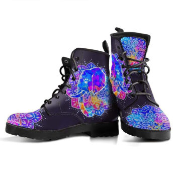 Watercolor Elephant Womens Leather Boots
