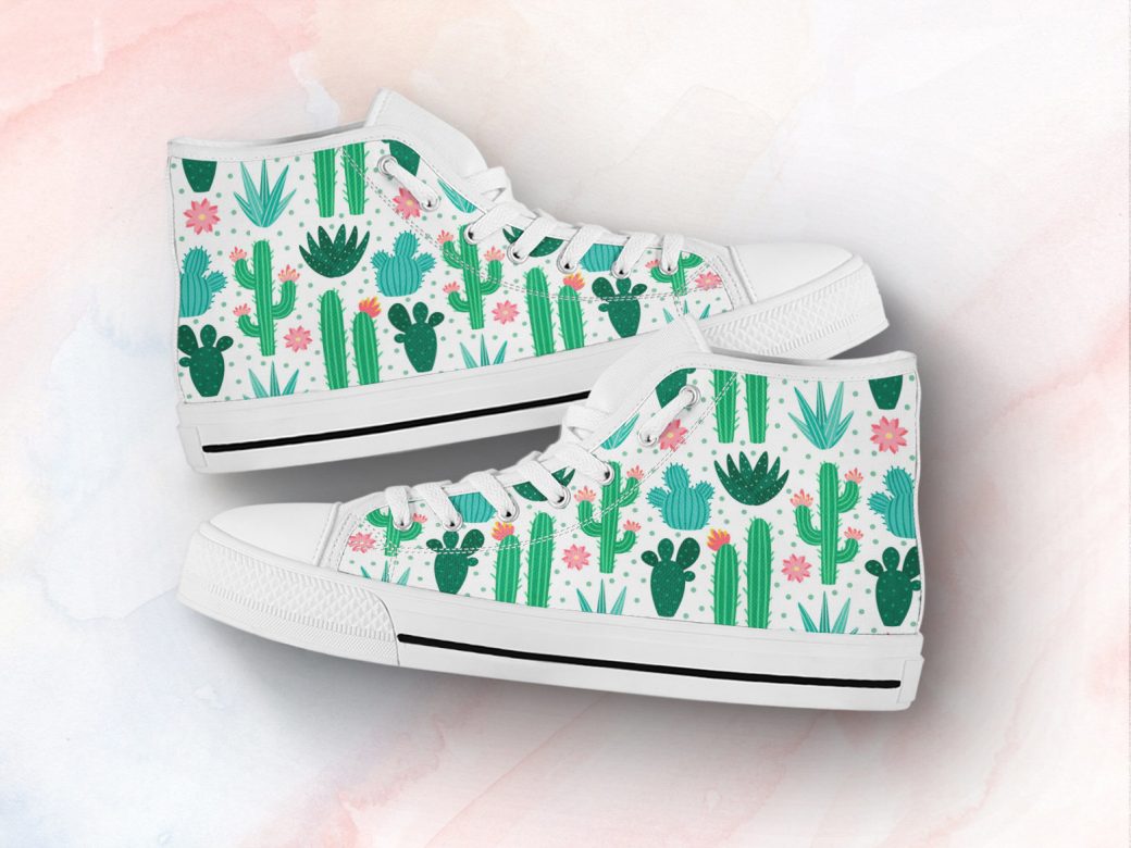 Cactus Green Shoes | Custom High Top Sneakers For Kids & Adults