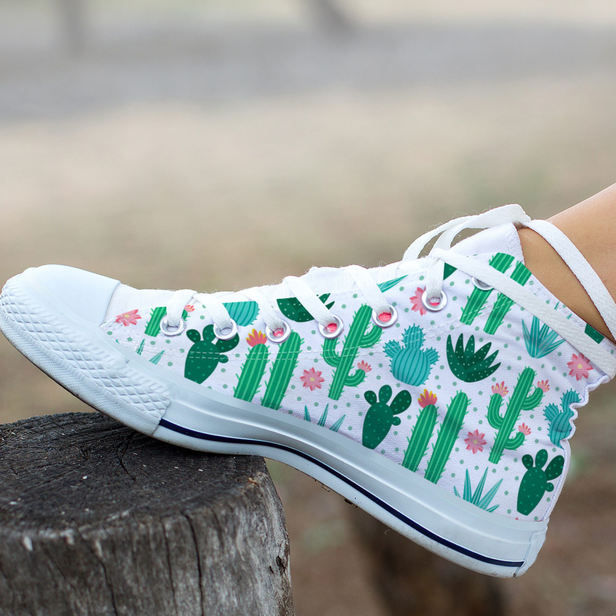 Cactus Green Shoes | Custom Canvas Sneakers For Kids & Adults