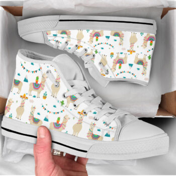 White Llama Shoes | Custom High Top Sneakers For Kids & Adults