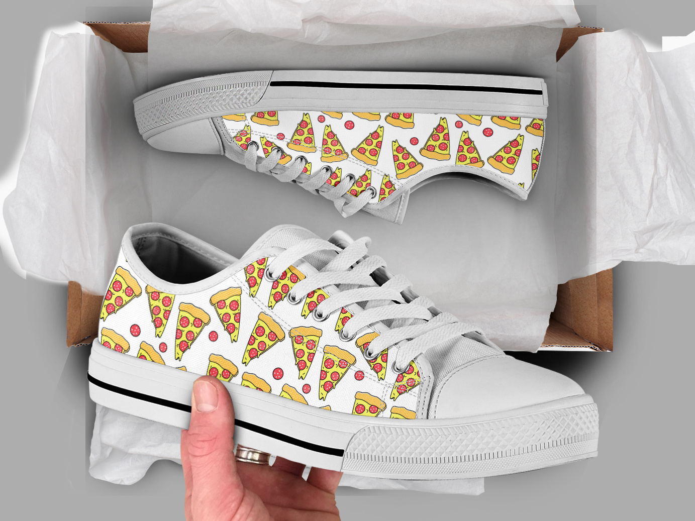 Pizza Gift Shoes | Custom Low Tops Sneakers For Kids & Adults