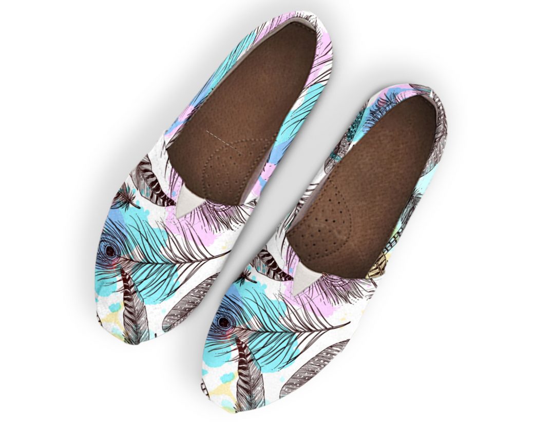 Casual Feather Print Shoes | Custom Canvas Sneakers For Kids & Adults