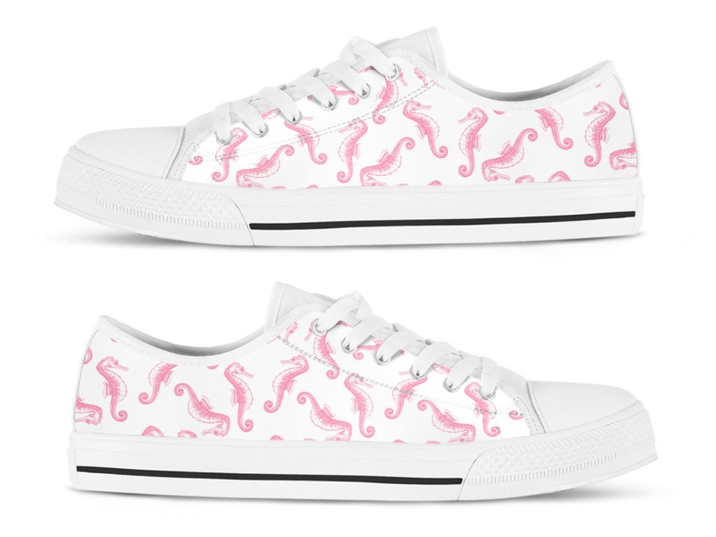 Pink Seahorse Shoes | Custom Low Tops Sneakers For Kids & Adults