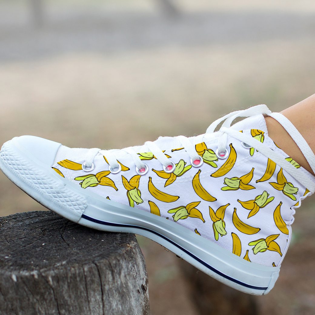 Yellow Banana Shoes | Custom High Top Sneakers For Kids & Adults